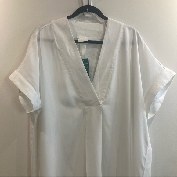 H&M Sz M 100% Lyocell V-Neck Front Pleat Short Sleeve Beach Cover Up Kaftan NEW - Picture 11 of 16